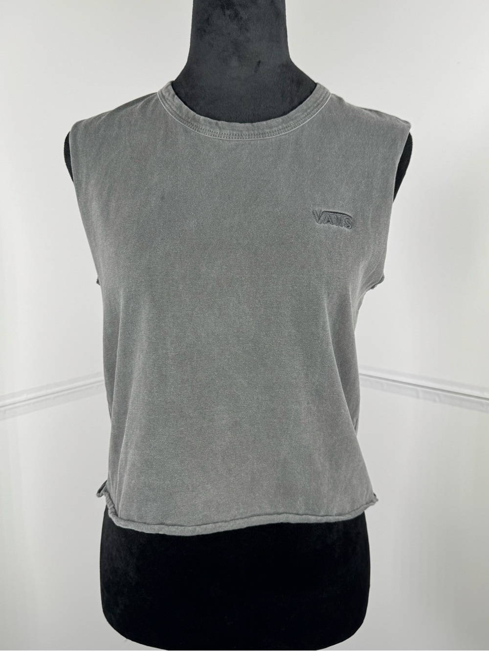 Vans Gray Garment Dyed Embroidered Logo Sleeveless Muscle Tank Top XS